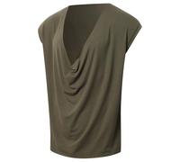 Camiseta sin mangas con cuello en V profundo para hombre, holgada, informal, con cuello drapeado, para hombre, verde (Military Green), XXL