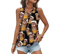 Camiseta sin Mangas con Cuello en V y Corte Holgado para Mujer con Estampado Un Mal día para ser Cerveza