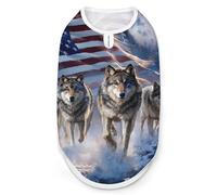 Camiseta sin mangas con diseño de lobo con la bandera de Estados Unidos y la luna para perros, camiseta sin mangas para mascotas, camiseta sin mangas para gatos,