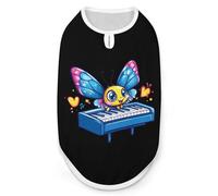 Camiseta sin mangas con diseño de mariposas tocando el piano para perros, ropa para mascotas, para gatos y cachorros, talla L