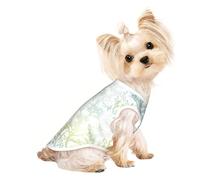 Camiseta sin mangas con estampado de algas marinas verdes y azules para perros y gatos, ropa de moda para mascotas para uso en interiores y exteriores