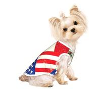 Camiseta sin mangas con estampado de bandera mexicana americana para perros y gatos, ropa de moda, fiesta, caminar, vacaciones