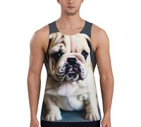 Camiseta sin mangas con estampado de Bulldog Puppy 1 para hombre, ropa deportiva de secado rápido, camiseta sin mangas para gimnasio y entrenamiento muscular, Negro, XXL