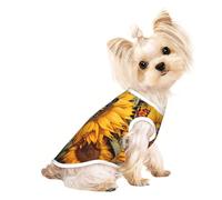 Camiseta sin mangas con estampado de girasoles y mariposas, para perros y gatos, ropa de moda, fiesta, caminar, vacaciones