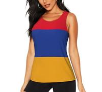 Camiseta sin mangas con estampado de la bandera de Armenia para mujer, camiseta de yoga atlética, camiseta sin mangas de secado rápido para gimnasio, Negro -, L