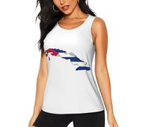 Camiseta sin mangas con estampado de mapa de la bandera cubana para mujer, de secado rápido, atlética, correr, yoga, para gimnasio y todos los días, Negro -, XXL