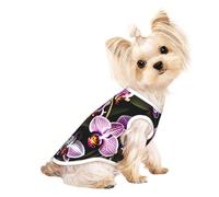 Camiseta sin mangas con estampado de orquídeas moradas, chaleco para perros y gatos, ropa de moda para mascotas para uso en interiores y exteriores