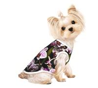 Camiseta sin mangas con estampado de orquídeas para perros y gatos, ropa de moda para mascotas para uso en interiores y exteriores