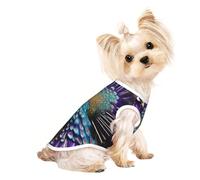 Camiseta sin mangas con estampado de pavo real morado para perros y gatos, ropa de moda, fiesta, caminar, vacaciones