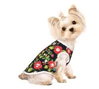 Camiseta sin mangas con estampado de rosas estilo bordado ucraniano para perros y gatos, bonita camiseta transpirable para cachorros pequeños, gatitos, uso en interiores y exteriores