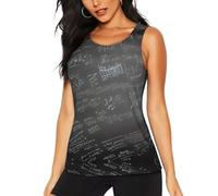 Camiseta sin mangas con estampado de símbolos matemáticos, para yoga, para mujer, ropa deportiva sin mangas, para correr, atletismo, Negro, XL