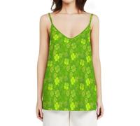 Camiseta sin Mangas con Estampado de trébol de la Suerte del Día de San Patricio para Mujer, Camiseta sin Mangas con Cuello en V y Tirantes, Camiseta Informal Tipo Chaleco
