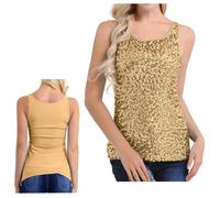 Camiseta Sin Mangas con Lentejuelas para Mujer, Camisetas Sin Mangas con Brillos Y Brillos, Top con Lentejuelas Brillantes De Los Años 20, Camisetas Sin Mangas con Purpurina para Fiestas Rave