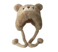 Camiseta sin mangas con sujetador integrado con patrón de animales de cera suave y aterciopelada, gorro de cabeza cálida, beige, Talla única