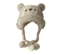 Camiseta sin mangas con sujetador integrado con patrón de animales de cera suave y aterciopelada, gorro de cabeza cálida, Blanco, Talla única