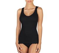 EGI Camiseta sin mangas para mujer, hombros anchos, lana, seda, micropunk, elegante ropa interior suave, fabricada en Italia, art. 1492, negro, S-M