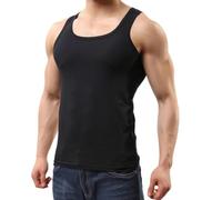 Camiseta sin mangas de algodón para hombre: la comodidad clásica se une a la camisa de estilo, Negro, M Pantalones Cortos