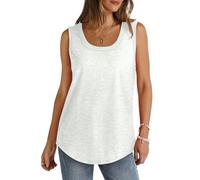 Camiseta sin mangas de algodón para mujer, ajuste holgado, color sólido, chaleco de gimnasio, casual, sin mangas, cuello redondo, camiseta larga, ligera, suave, chaleco deportivo de verano para