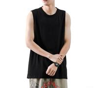 Camiseta sin mangas de color sólido para hombre, chaleco sin mangas de secado rápido para gimnasio, fitness, deportes, ropa casual, camiseta básica blanca y negra (XL negro)