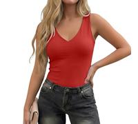 Camiseta sin mangas de corte ajustado con cuello en V profundo, elástica, suave y cómoda para el verano., RD2., XL