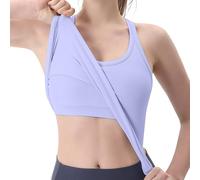 Camiseta sin mangas de entrenamiento sin costuras con brasier integrado, camiseta deportiva sin mangas acanalada suave para yoga, 1A-Morado, M