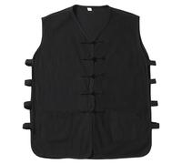 Camiseta sin Mangas de Estilo Chino para Hombre, de algodón y Lino, con Botones Rana, Estilo Retro, para Tai Chi y Kung Fu, Color Negro, Talla M.
