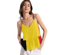 Camiseta sin mangas de gasa para mujer, plisada, casual, sin mangas, cuello en V, con tirantes, para verano, Bandera nacional de Bélgica, S