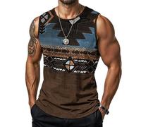 Camiseta sin Mangas de Hombre con Estampado Azteca Occidental Chaleco sin Mangas Camiseta de Verano Casual Novedad para Gimnasio Entrenamiento y Culturismo
