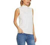 Camiseta sin mangas de punto para mujer, cuello alto, cuello alto, cuello alto, jersey de cuello alto, chaleco de punto para mujer, elegante, Blanco, L
