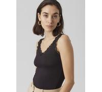Camiseta sin mangas de tirantes anchos con encaje Mujer Talla XL. Color Negro