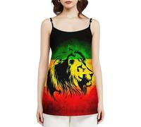Camiseta sin Mangas de Verano para Mujer con Estampado de Bandera de león de Jamaica, Holgada e Informal con Tirantes
