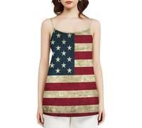 Camiseta sin Mangas de Verano para Mujer con Estampado de Bandera Estadounidense, Holgada e Informal con Tirantes
