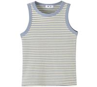 Camiseta sin mangas de verano para niños, cuello redondo, acanalada, a rayas, cómoda, básica, para escuela, deportes, gimnasio, correr, azul, 5-6 años