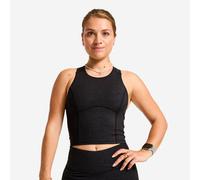 Camiseta Sin Mangas Deportiva Shape Mujer Negro-Turquesa Corte Crop Moldeador XS