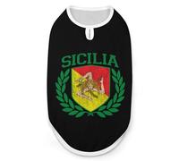 Camiseta sin mangas divertida con la bandera de Sicilia en escudo con laureles, camiseta sin mangas para mascotas, camisetas sin mangas para gatos, talla 2XL