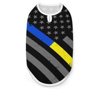 Camiseta sin mangas divertida para perros con la bandera de Estados Unidos con líneas azules y amarillas, camiseta sin mangas para gatos, talla XL