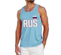 Camiseta sin mangas estampada para hombre, camiseta sin mangas para entrenamiento, chaleco de ajuste muscular que absorbe la humedad, chaleco atlético cómodo con gráficos de la bandera rusa, ropa de