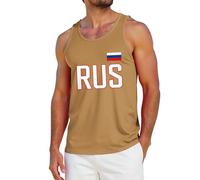 Camiseta sin mangas estampada para hombre, camiseta sin mangas para entrenamiento, chaleco de ajuste muscular que absorbe la humedad, chaleco atlético cómodo con gráficos de la bandera rusa, ropa de