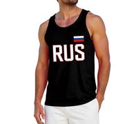 Camiseta sin mangas estampada para hombre, camiseta sin mangas para entrenamiento, chaleco de ajuste muscular que absorbe la humedad, chaleco atlético cómodo con gráficos de la bandera rusa, ropa de