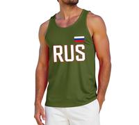 Camiseta sin mangas estampada para hombre, camiseta sin mangas para entrenamiento, chaleco de ajuste muscular que absorbe la humedad, chaleco atlético cómodo con gráficos de la bandera rusa, ropa de