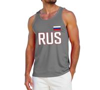 Camiseta sin mangas estampada para hombre, camiseta sin mangas para entrenamiento, chaleco de ajuste muscular que absorbe la humedad, chaleco atlético cómodo con gráficos de la bandera rusa, ropa de