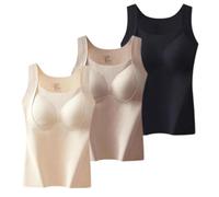 Camiseta sin mangas gruesa y cálida con brasier de estante, chaleco de algodón cálido 2 en 1 con brasier integrado para mujer, suéter cálido de cachemira, 3pcs-b, L