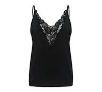 Camiseta sin mangas informal de encaje para mujer, cuello en V, sin mangas, camiseta Y2K, camisola de malla, básica, linda, para salir, tirantes delgados, espalda descubierta, moderno, borde ondulado