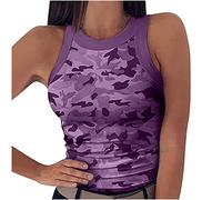 Camiseta sin Mangas Mujer Camuflaje Sexy Crop Top Cuello Redondo Verano Deportivas Tank Tops Moda Casual Corto Chaleco Básicas Camistas para Gimnasio Deportivo Playa Yoga
