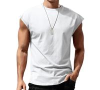 Camiseta sin mangas para hombre, atlética, musculosa, básquetbol, correr, verano, playa, ajuste holgado, blanco, S