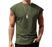 Camiseta sin mangas para hombre, atlética, musculosa, básquetbol, correr, verano, playa, ajuste holgado, Ejercito Verde, M