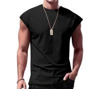 Camiseta sin mangas para hombre, atlética, musculosa, básquetbol, correr, verano, playa, ajuste holgado, Negro, S