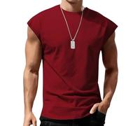 Camiseta sin mangas para hombre, atlética, musculosa, básquetbol, correr, verano, playa, ajuste holgado, rojo vino, S