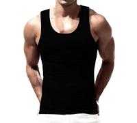 Camiseta sin mangas para hombre, básica, lisa, para verano, casual, fitness, gimnasio, entrenamiento, camiseta sin mangas, Negro, XL