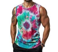 Camiseta sin Mangas para Hombre con diseño de Espiral Multicolor Estilo Hippie Ideal para Ejercicio y Gimnasio